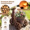 Outdoor 2-Tier Rustic Wood Wagon Planter with Semi-Wheels and Drainage